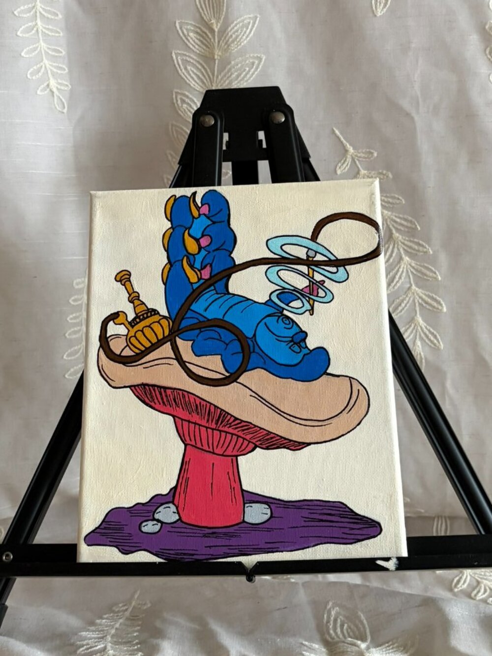 Hand Painted Alice in Wonderland Mushroom Canvas 8x10